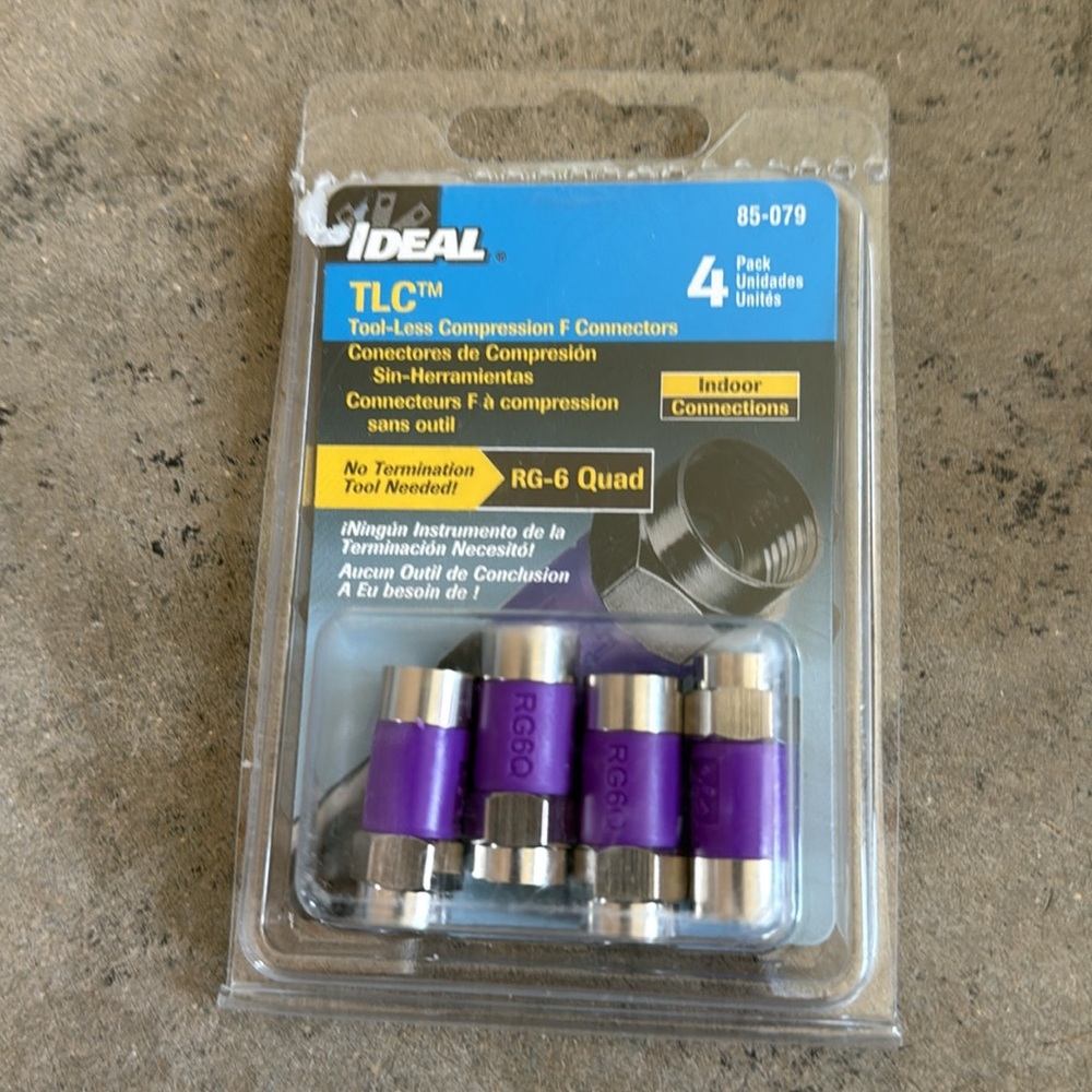 RG6Quad TLC (Tool-Less
Compression) F-Connector (4-Pack) - Picture 2 of 2